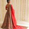Pakistani Scarlet Gold Embellished Silk Bridal Lehenga (3-Piece) - Image 3