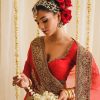 Pakistani Scarlet Gold Embellished Silk Bridal Lehenga (3-Piece) - Image 5