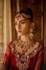 Deep Red Hand-Embellished Silk Lehenga (3-Piece) - Image 5