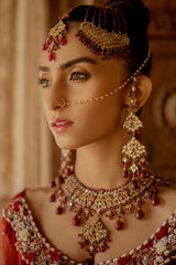 Deep Red Hand-Embellished Silk Lehenga (3-Piece) - Image 6