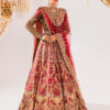 Deep Red Embellished Silk Bridal Lehenga (3-Piece) - Image 2