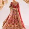 Deep Red Embellished Silk Bridal Lehenga (3-Piece) - Image 3