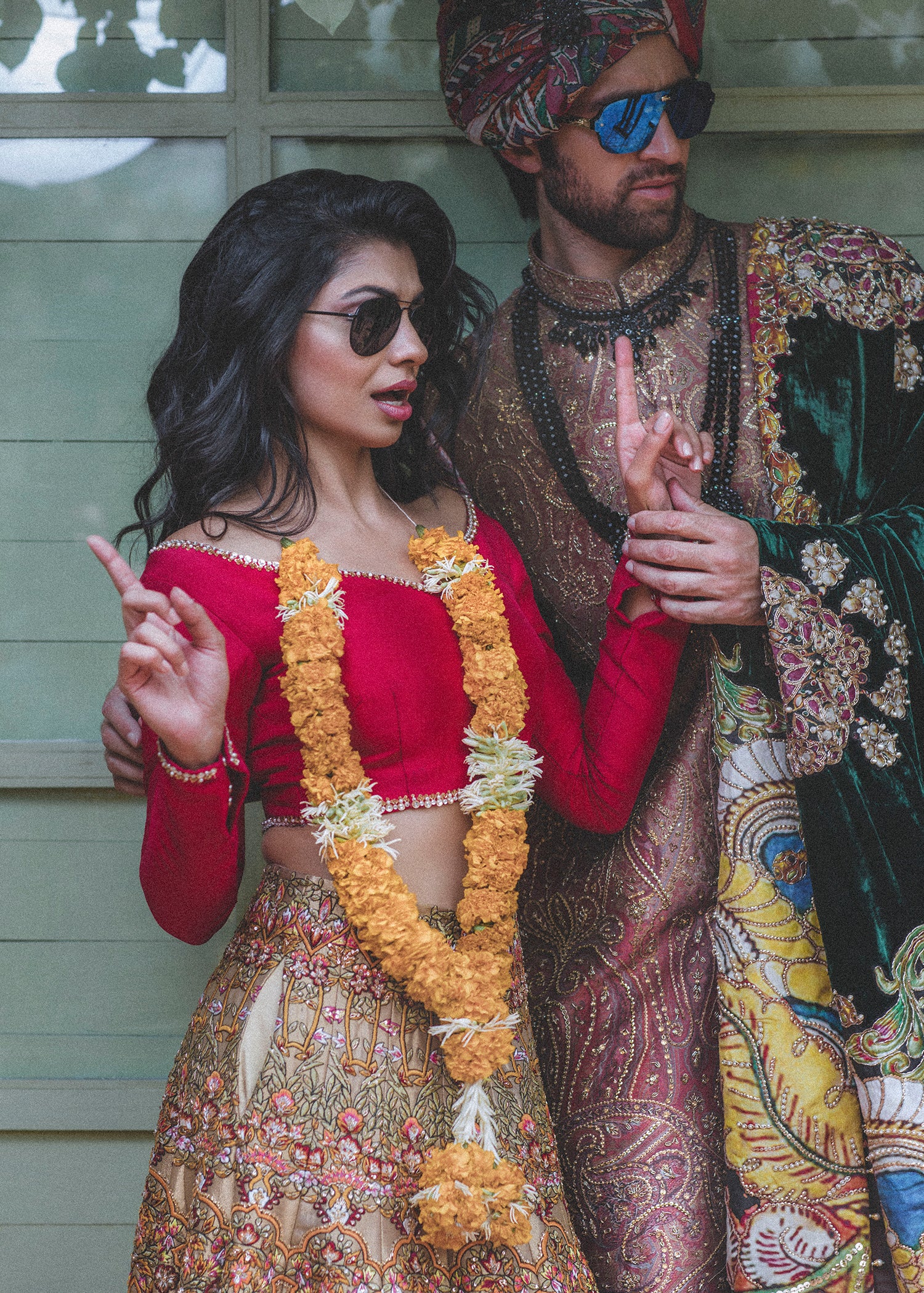 Pakistani Scarlet Mirror Work Silk-Blend Lehenga (2-Piece) - Image 4