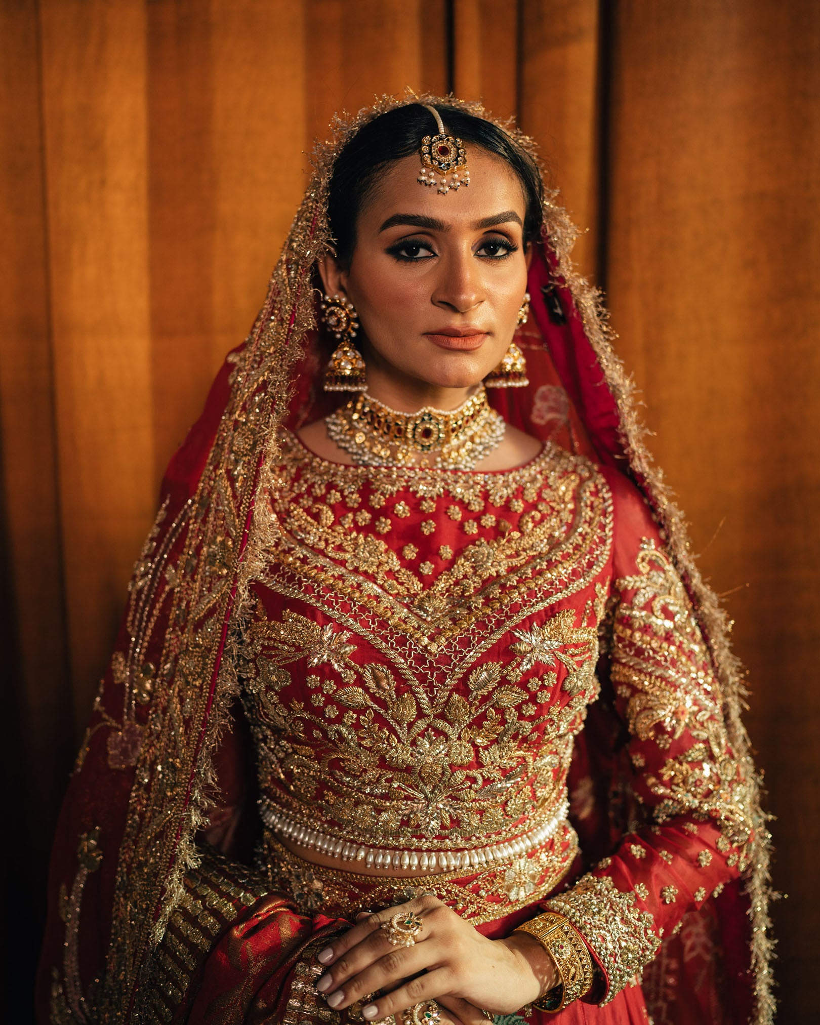 Red Nakshi Tilla Resham Silk Lehenga Choli (3-Piece) - Image 4