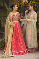 Scarlet Gota Embroidered Silk Net Choli & Organza Lehenga (3-Piece) - Image 10