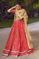 Scarlet Gota Embroidered Silk Net Choli & Organza Lehenga (3-Piece) - Image 16