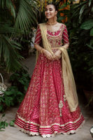 Scarlet Gota Embroidered Silk Net Choli & Organza Lehenga (3-Piece) - Image 3