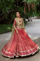 Scarlet Gota Embroidered Silk Net Choli & Organza Lehenga (3-Piece) - Image 5