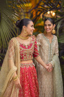 Scarlet Gota Embroidered Silk Net Choli & Organza Lehenga (3-Piece) - Image 6