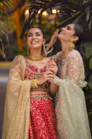 Scarlet Gota Embroidered Silk Net Choli & Organza Lehenga (3-Piece) - Image 8