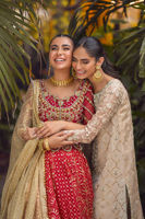 Scarlet Gota Embroidered Silk Net Choli & Organza Lehenga (3-Piece) - Image 9