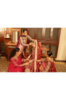 Deep Scarlet Gota Kaamdani Silk Net Lehenga (3-Piece) - Image 12