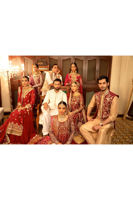 Deep Scarlet Gota Kaamdani Silk Net Lehenga (3-Piece) - Image 13