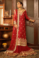 Deep Scarlet Gota Kaamdani Silk Net Lehenga (3-Piece) - Image 2