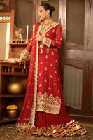 Deep Scarlet Gota Kaamdani Silk Net Lehenga (3-Piece) - Image 3