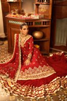 Deep Scarlet Gota Kaamdani Silk Net Lehenga (3-Piece) - Image 4