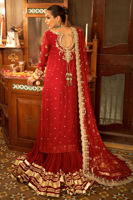 Deep Scarlet Gota Kaamdani Silk Net Lehenga (3-Piece) - Image 6