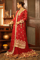 Deep Scarlet Gota Kaamdani Silk Net Lehenga (3-Piece) - Image 7
