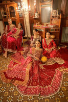 Deep Scarlet Gota Kaamdani Silk Net Lehenga (3-Piece) - Image 9