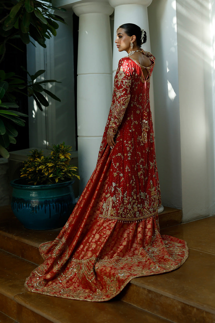 Scarlet Zardozi Silk Net & Jamavaar Farshi Lehenga (3-Piece) - Image 2