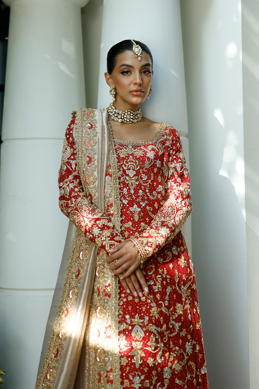 Scarlet Zardozi Silk Net & Jamavaar Farshi Lehenga (3-Piece) - Image 5
