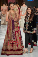 Red & Plum Embellished Silk Velvet Bridal Lehenga (3-Piece) - Image 2