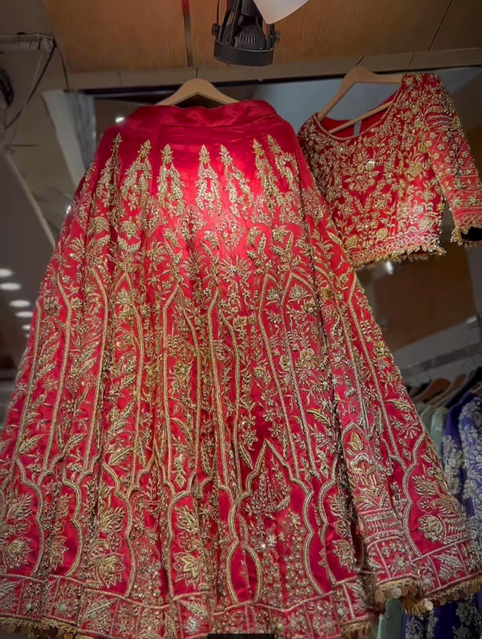 Royal Red Zardozi Silk Lehenga Choli (3-Piece) - Image 1