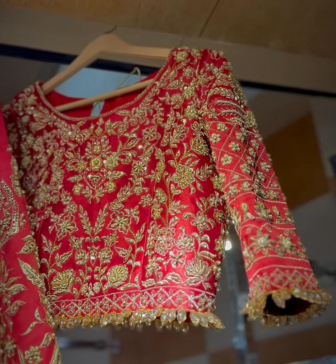 Royal Red Zardozi Silk Lehenga Choli (3-Piece) - Image 2