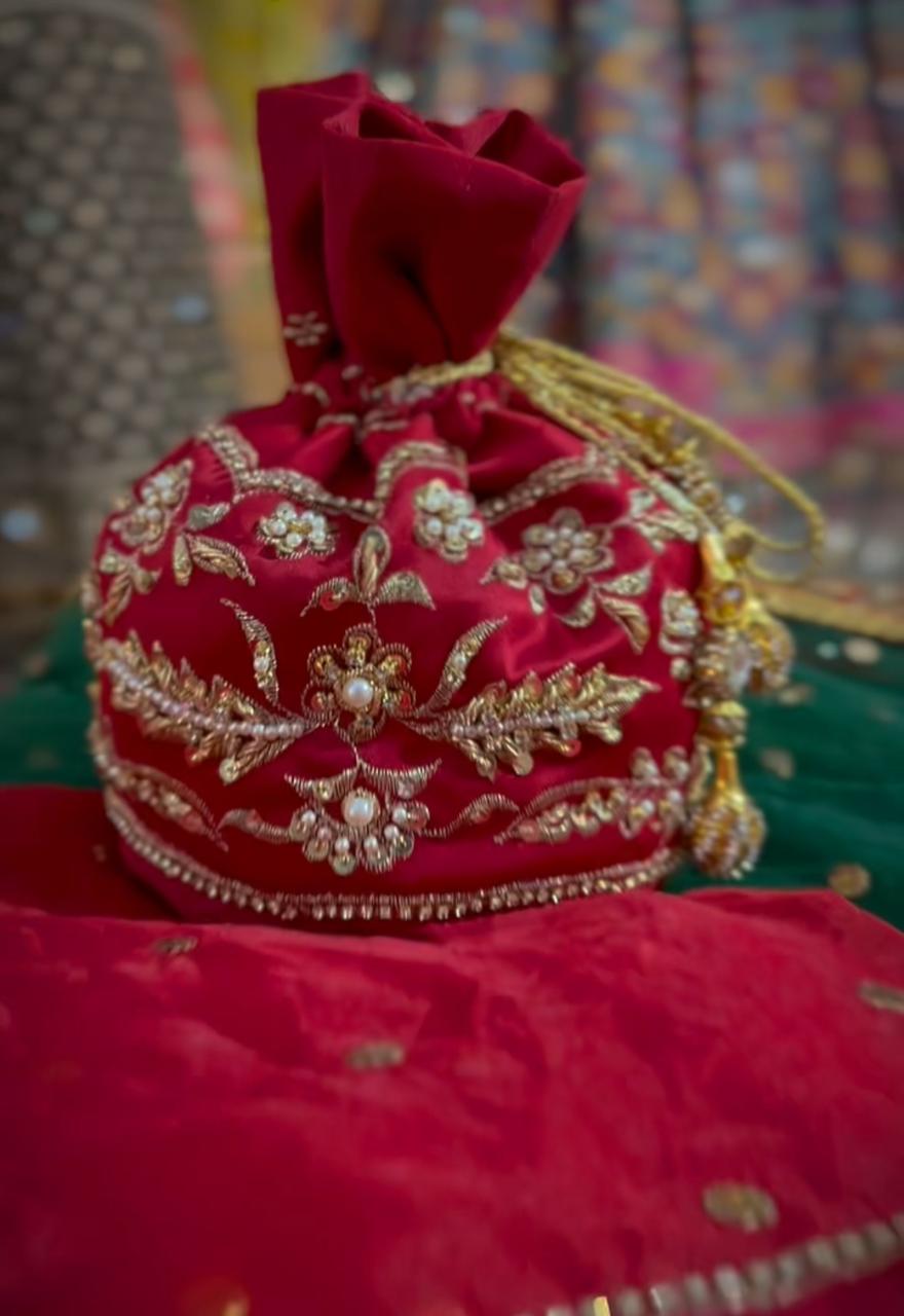 Royal Red Zardozi Silk Lehenga Choli (3-Piece) - Image 5