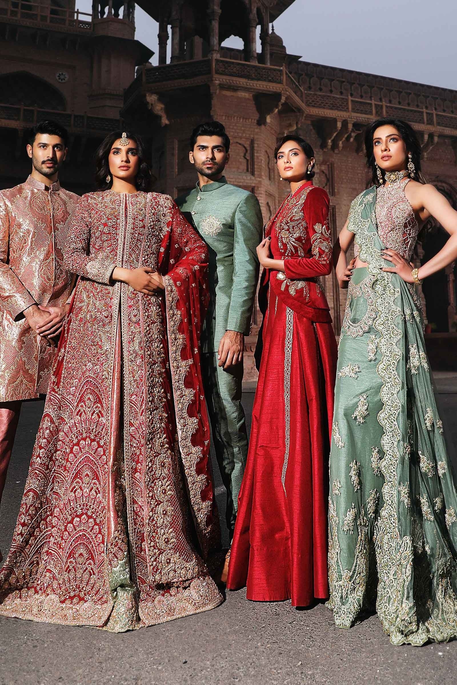 Berry Red Embroidered Silk Bridal Jacket Lehenga (3-Piece) - Image 1