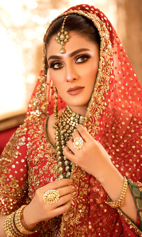 Red Handworked Silk Bridal Lehenga Choli (3-Piece) - Image 6