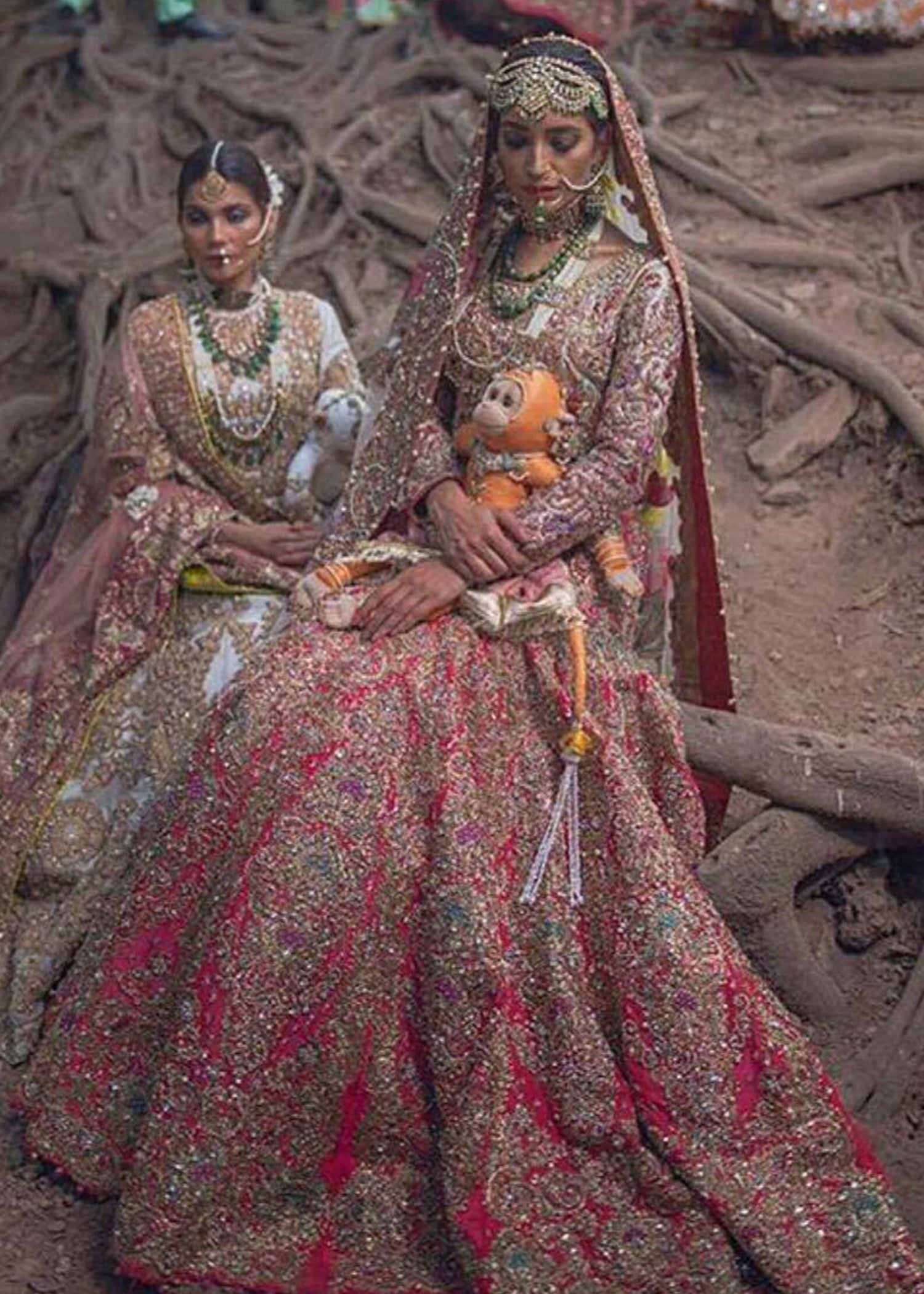 Red Zardozi Silk Bridal Lehenga Choli (3-Piece) - Image 1