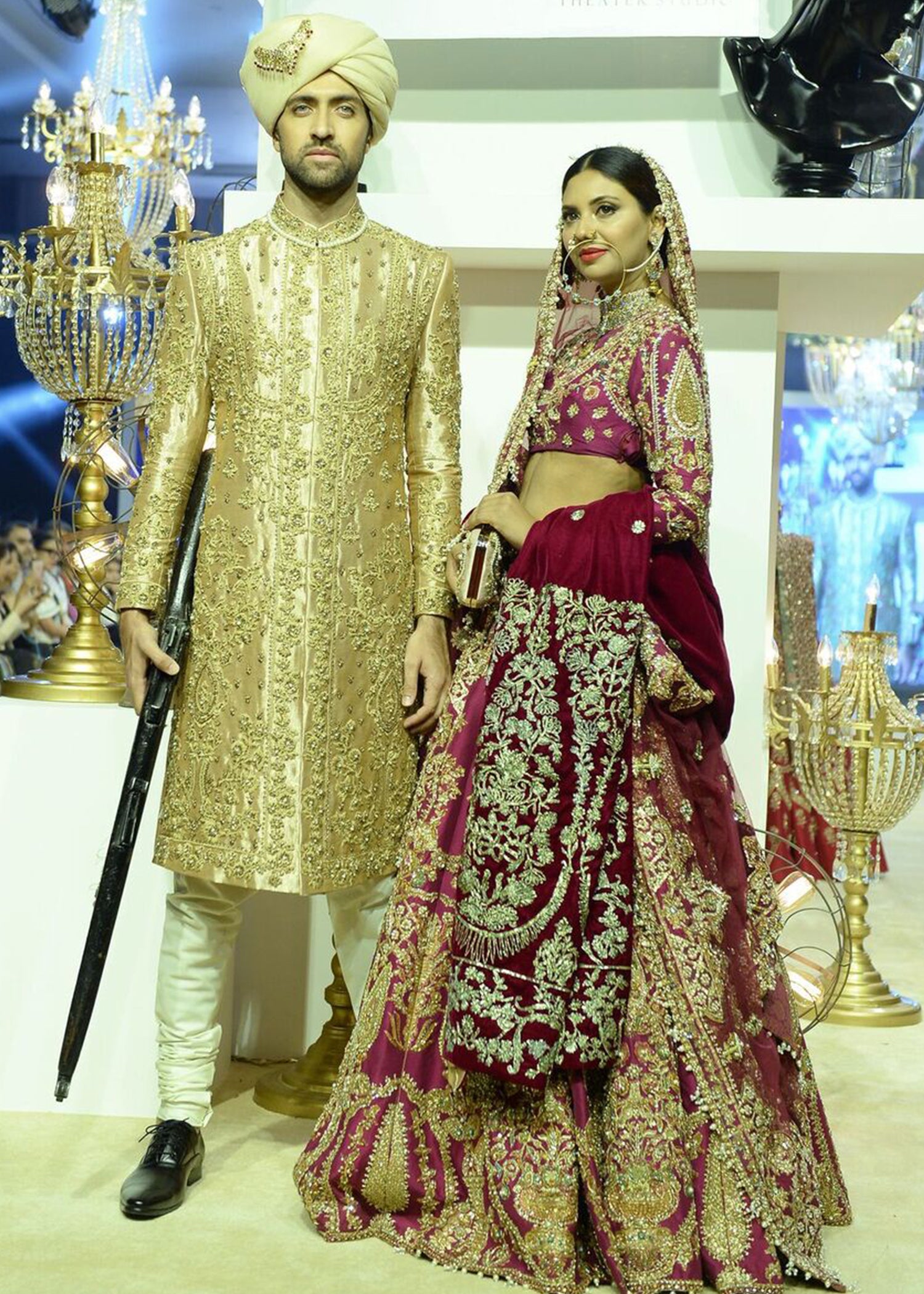 Deep Red Zardozi Silk Lehenga Set (3-Piece) - Image 1