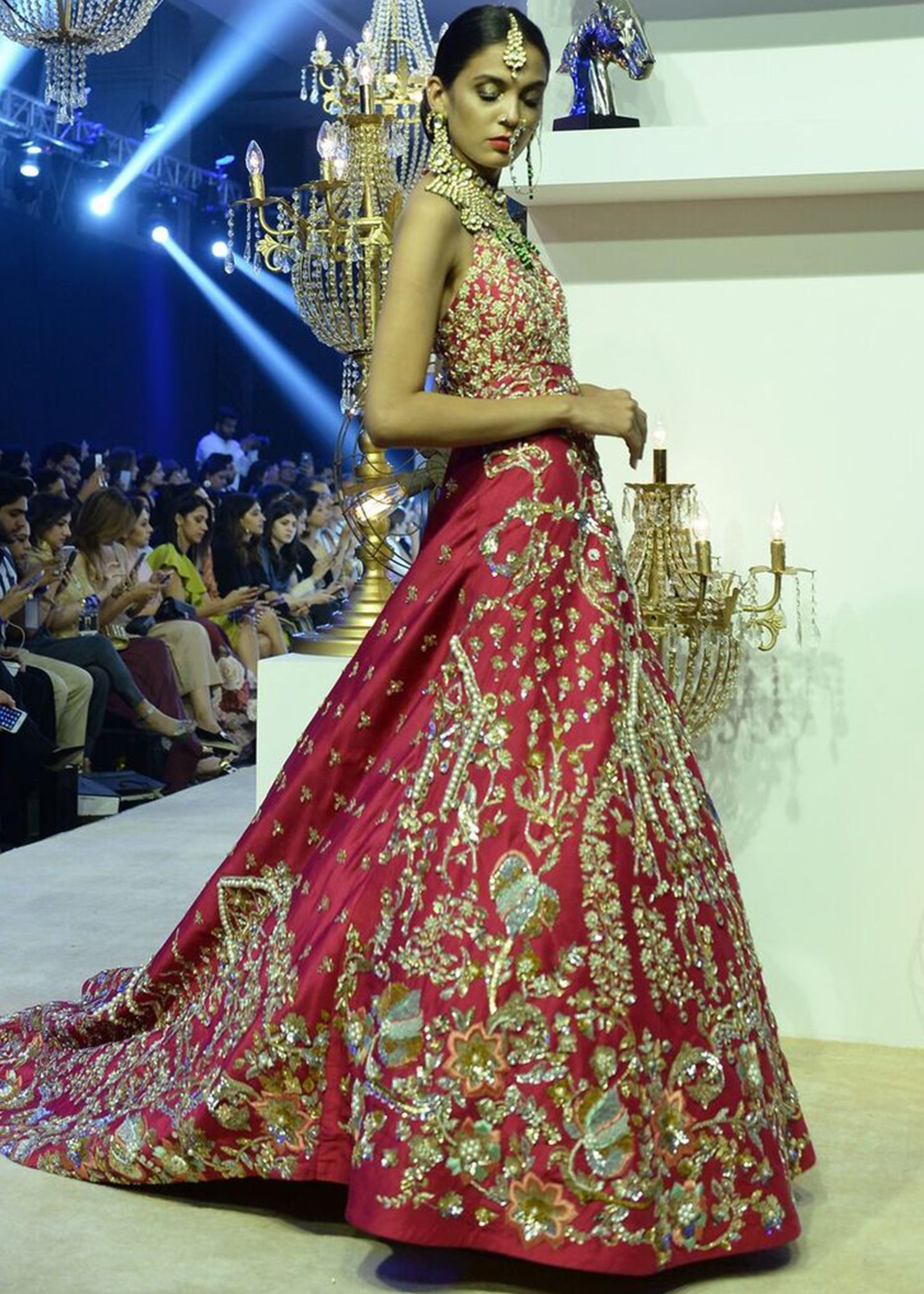 Red Embroidered Silk Lehenga Set (2-Piece) - Image 1