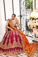 Pakistani Beet Red Zardozi Silk Lehenga (3-Piece) - Image 5
