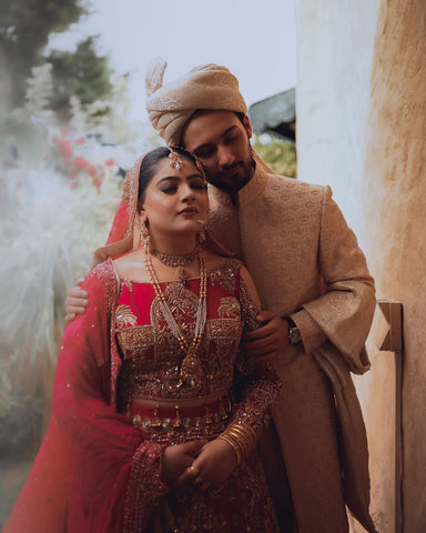 Pakistani Red Zardozi Embroidered Silk Bridal Lehenga (3-Piece) - Image 5