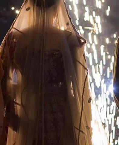 Deep Crimson Zardozi Silk Velvet Bridal Lehenga (3-Piece) - Image 5