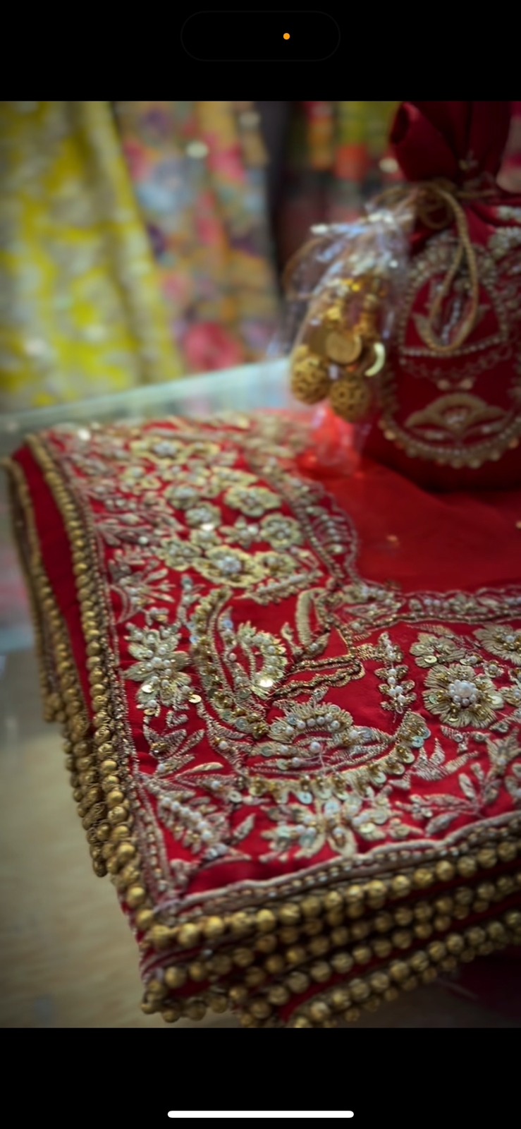 Royal Red Zardozi Silk Bridal Choli Lehenga (3-Piece) - Image 4