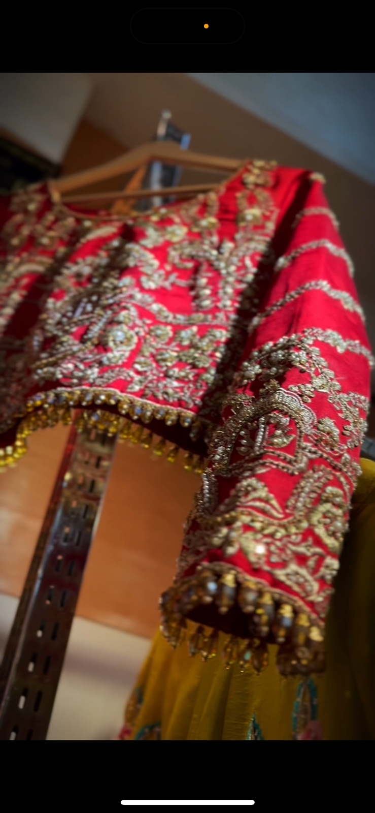 Royal Red Zardozi Silk Bridal Choli Lehenga (3-Piece) - Image 5