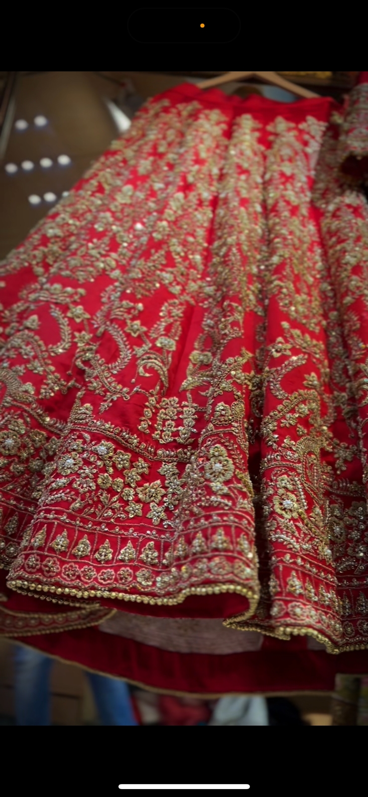 Royal Red Zardozi Silk Bridal Choli Lehenga (3-Piece) - Image 6