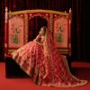 Pakistani Deep Red Zardozi Silk Bridal Choli Lehenga (3-Piece) - Image 2