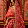 Pakistani Deep Red Zardozi Silk Bridal Choli Lehenga (3-Piece) - Image 5