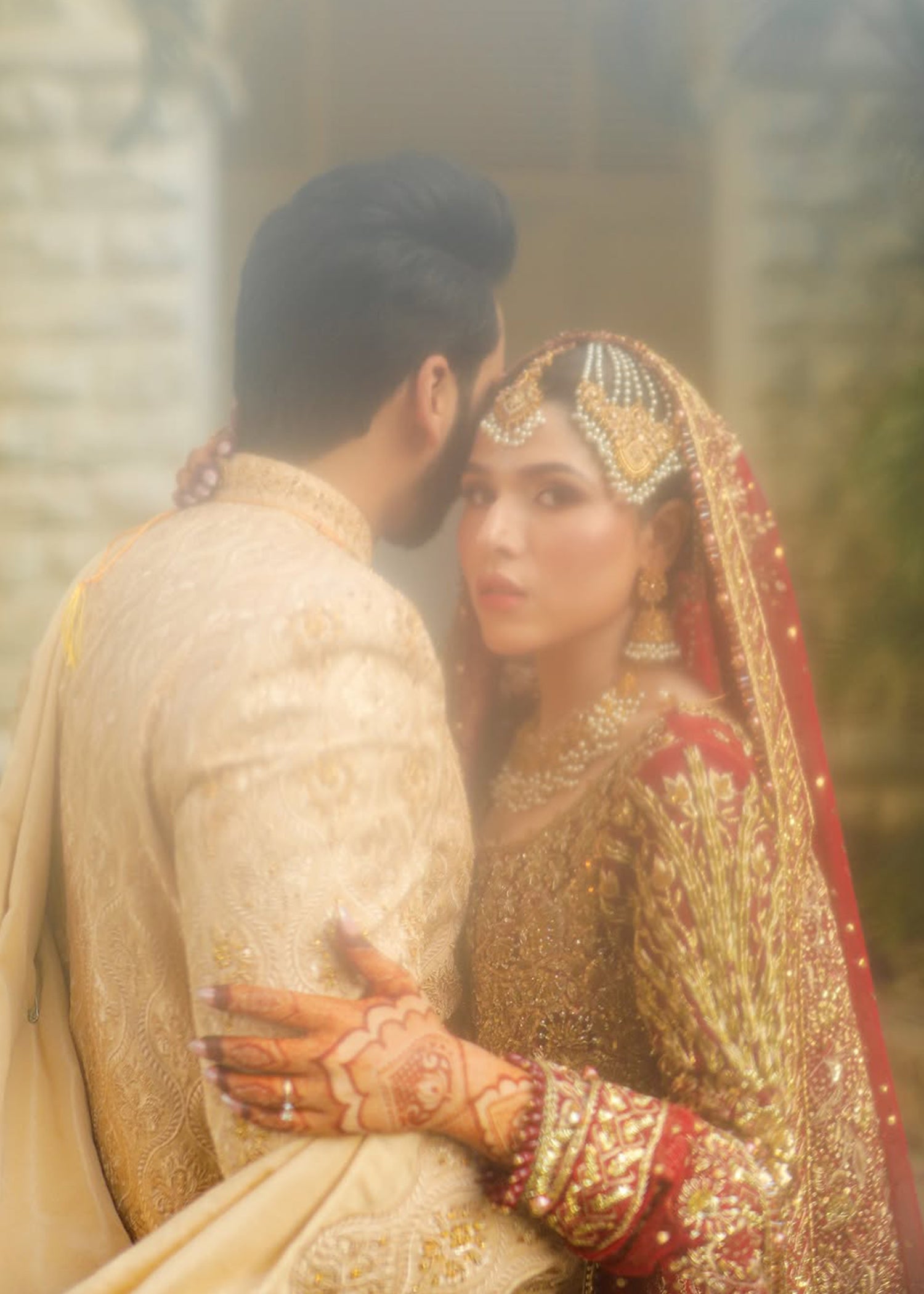 Pakistani Deep Red Zardozi Silk Bridal Lehenga (3-Piece) - Image 6