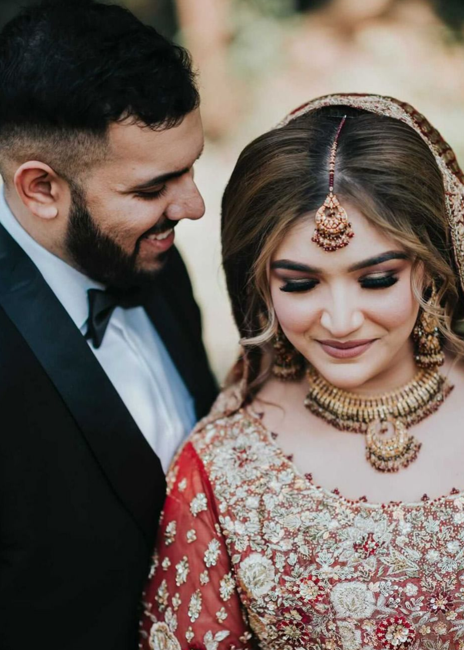 Deep Red Embroidered Net Silk Bridal Lehenga (3-Piece) - Image 4