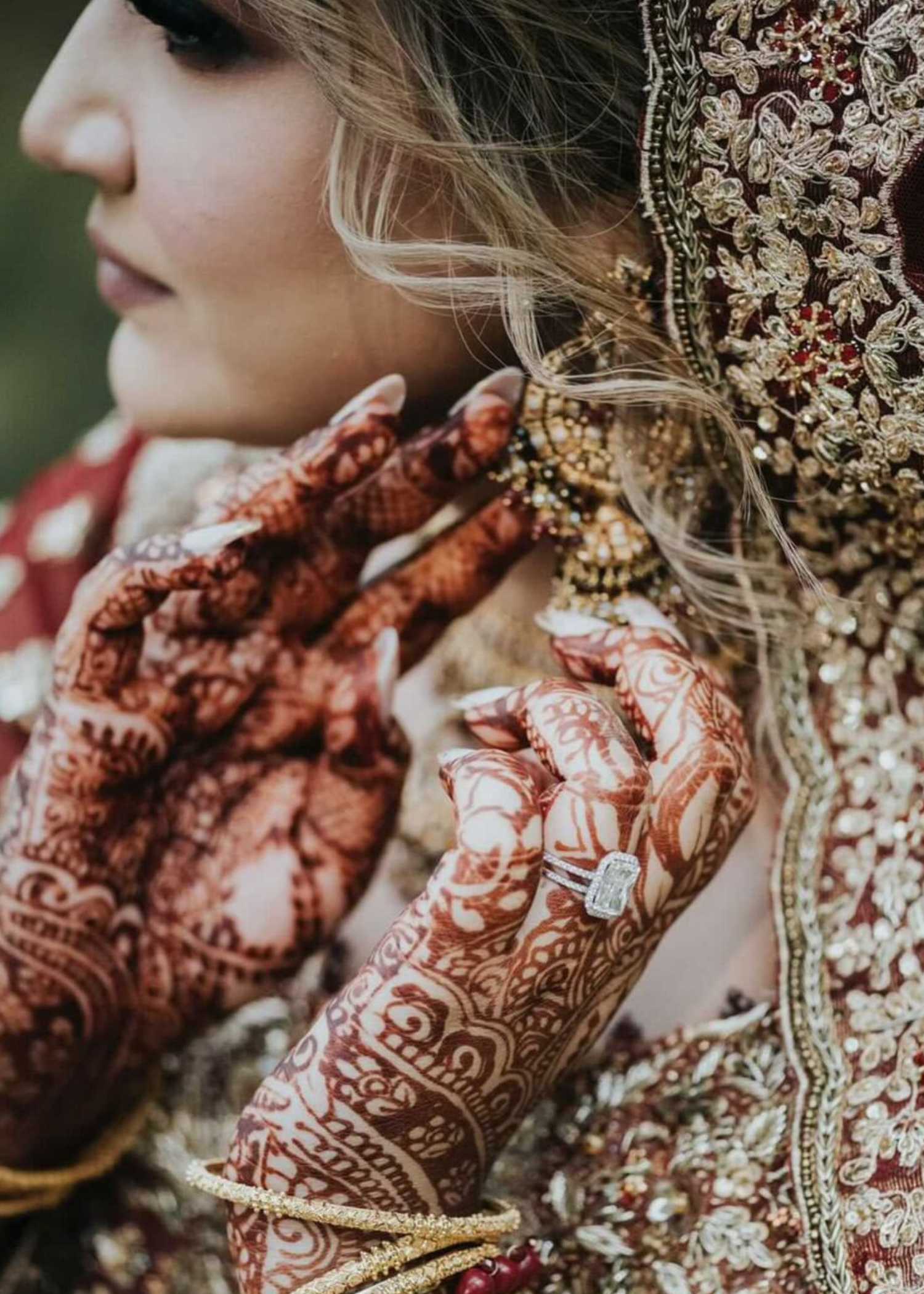 Deep Red Embroidered Net Silk Bridal Lehenga (3-Piece) - Image 8