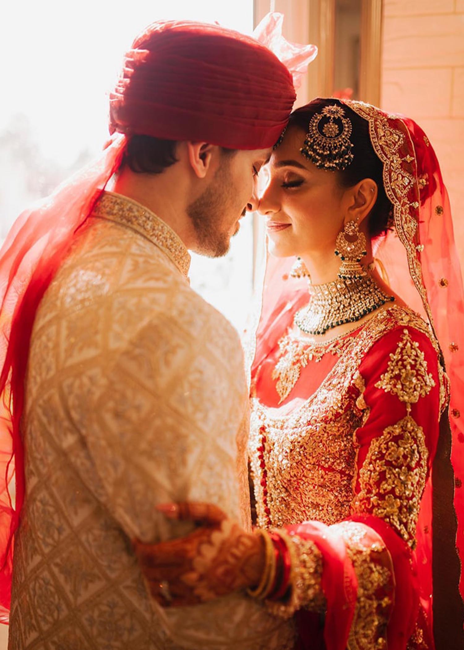 Pakistani Crimson Red Embellished Silk Bridal Lehenga (3-Piece) - Image 7