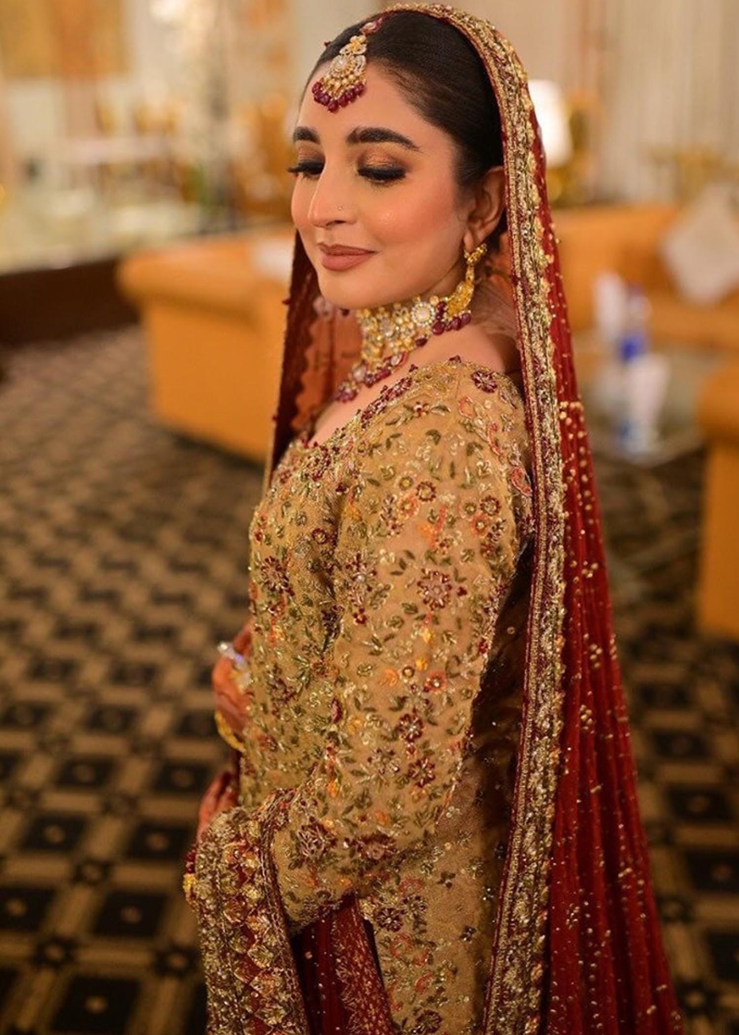 Deep Red Gold Embroidered Silk Velvet Lehenga (3-Piece) - Image 3