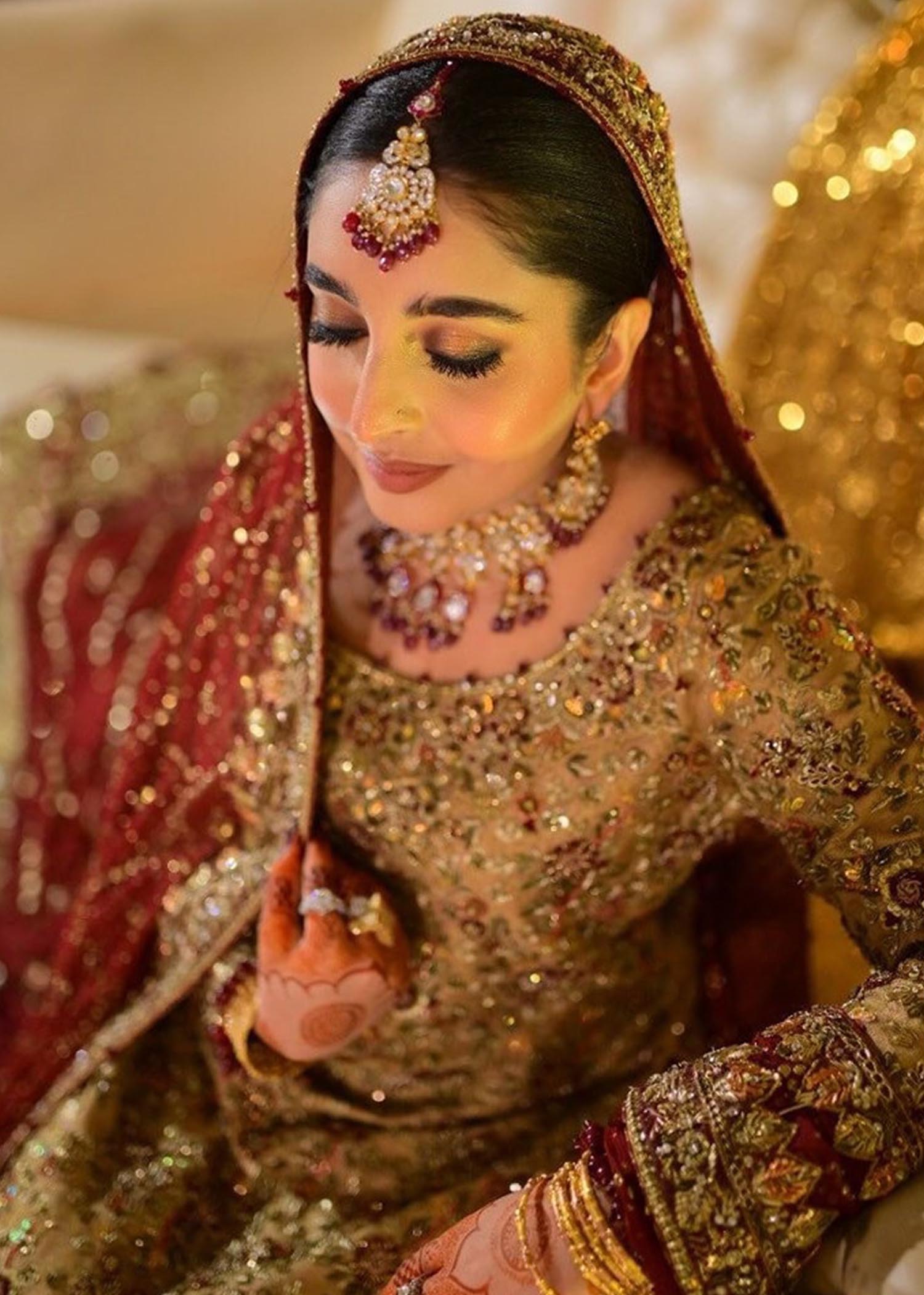 Deep Red Gold Embroidered Silk Velvet Lehenga (3-Piece) - Image 5