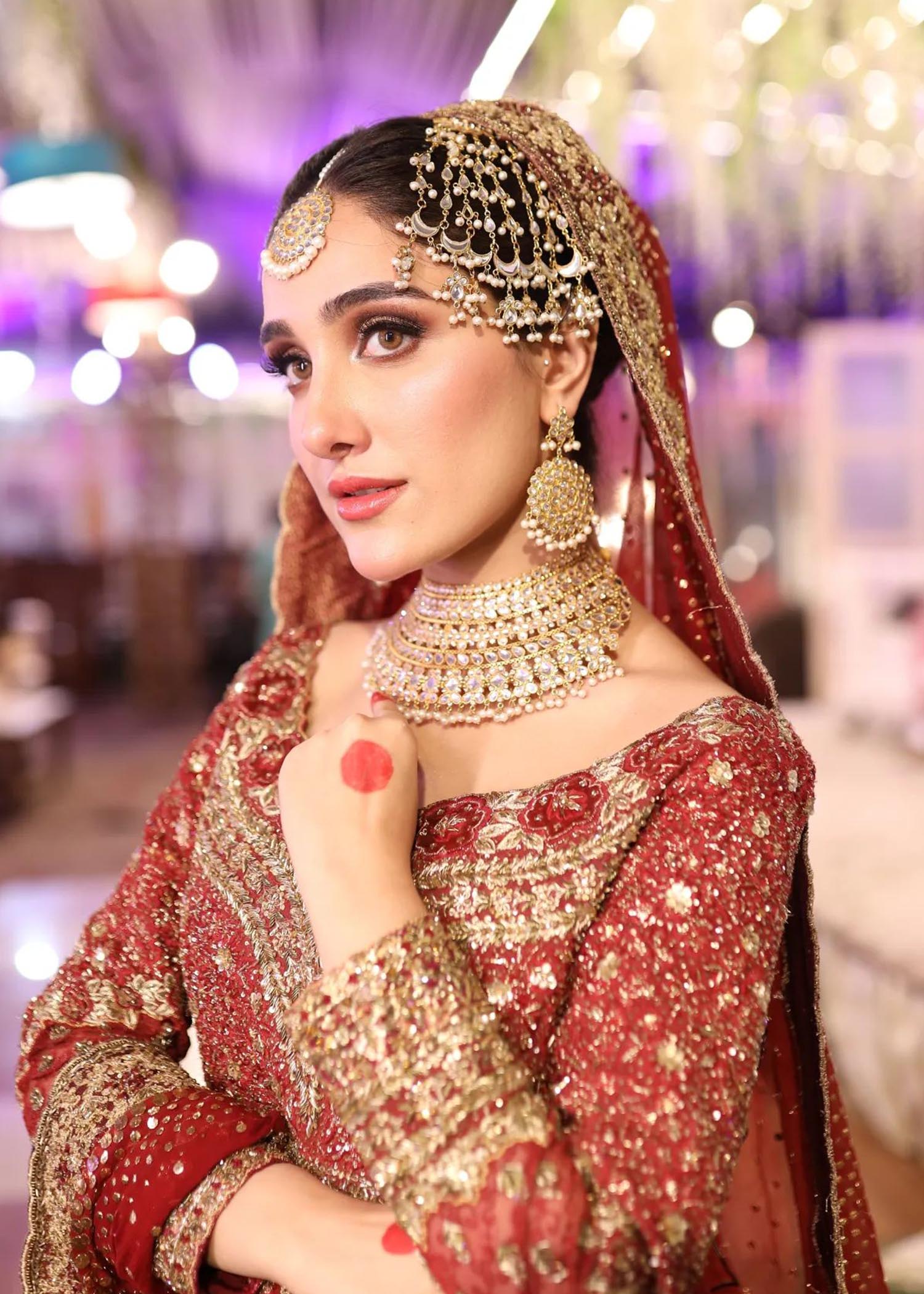 Deep Red Zardozi Silk Bridal Lehenga (3-Piece) - Image 7