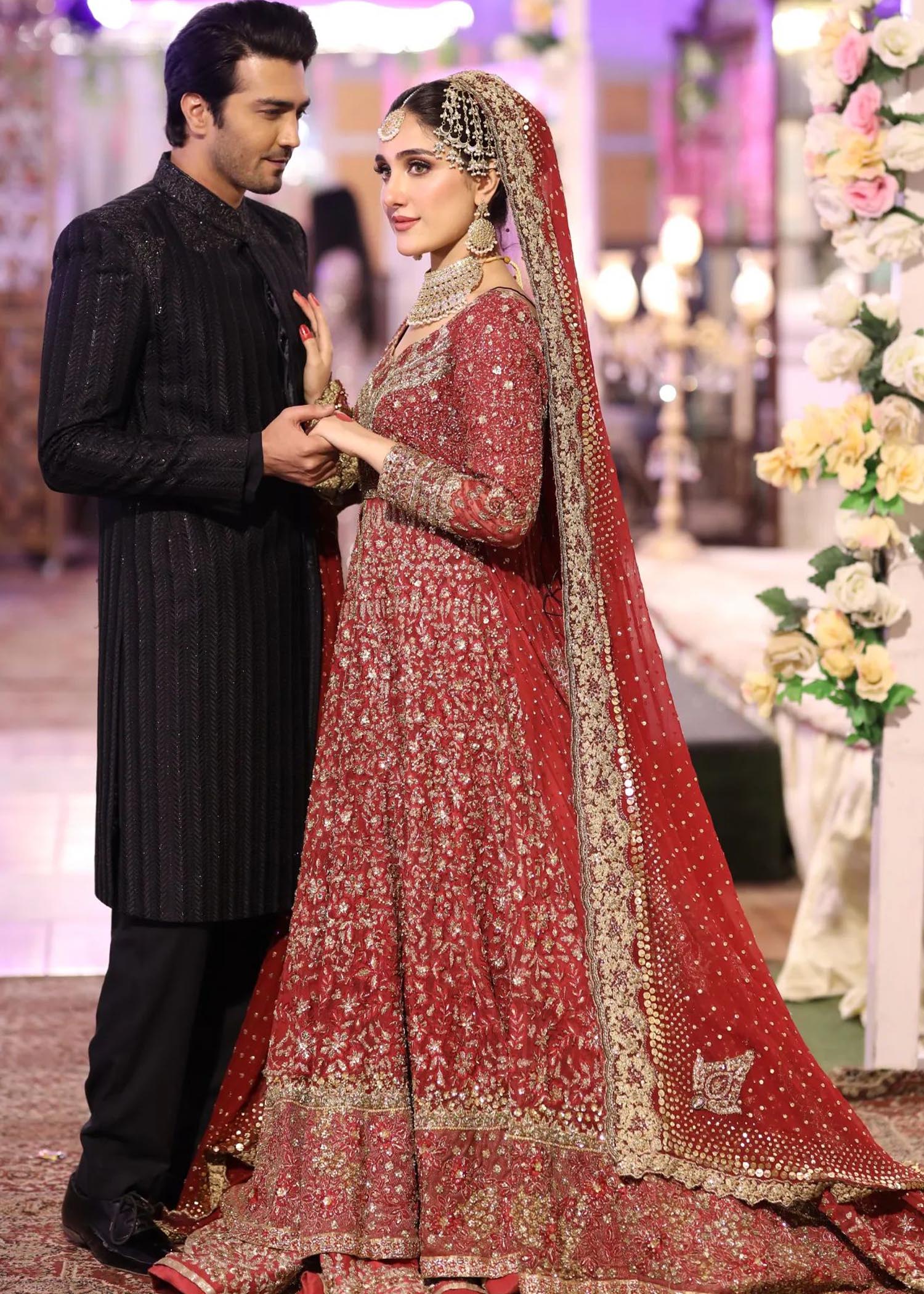 Deep Red Zardozi Silk Bridal Lehenga (3-Piece) - Image 8